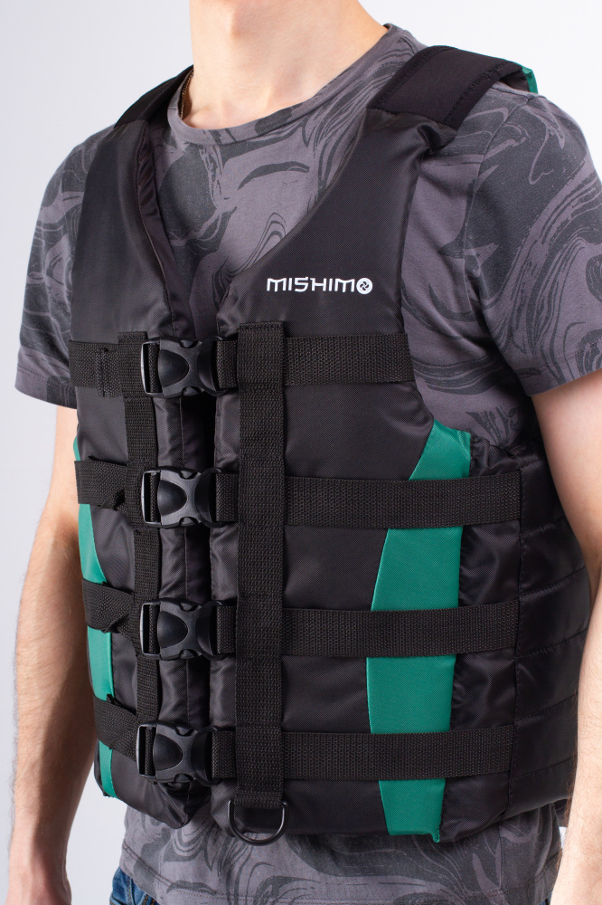 Жилет спасательный MISHIMO PRO Премиум качества Черно-зеленый в Октябрьском