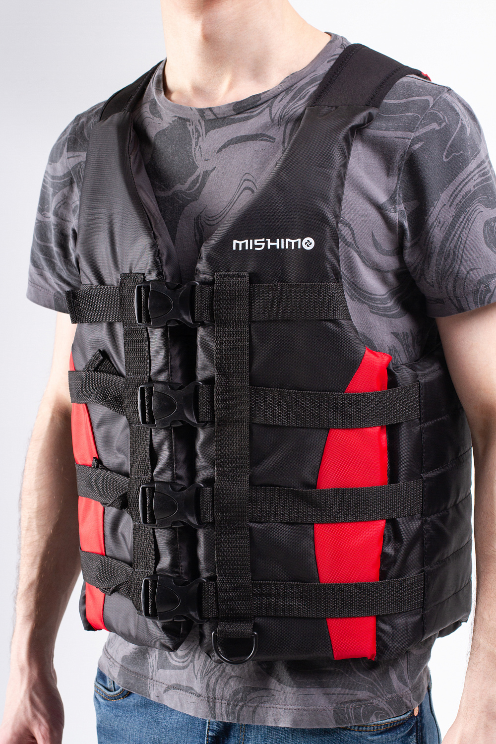 Жилет спасательный MISHIMO PRO Премиум качества Черно-красный в Октябрьском